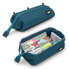 ZIPIT Lenny Pencil Case | Large Pencil Case for School and Office | Case Cosmetic Bag with Wide Opening, blue-green, lenny teal