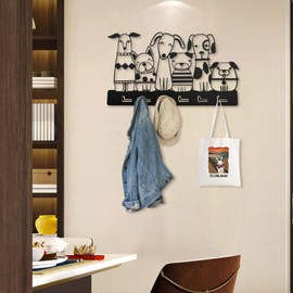 ruelen Dog Leash Holder for Wall, Cute Key Hook for Wall Decorative with 6 Hooks Key Holder Dog Leash Dog Stuff Key Organizer Wall for Entryway Farmhouse Kitchen Bedroom Pet Lovers Gifts