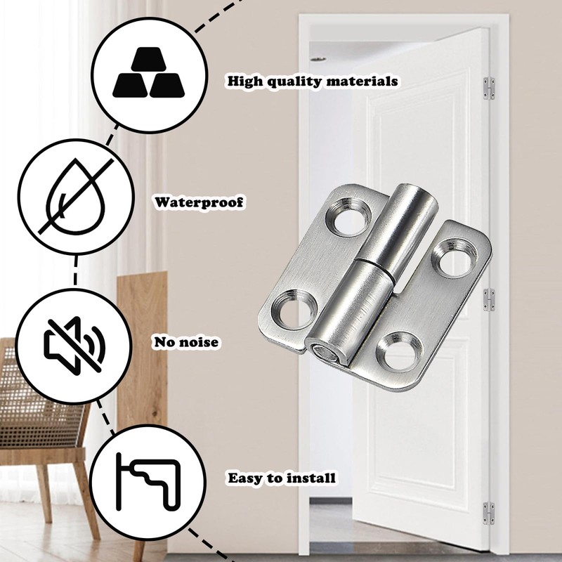 Ldzzuo 4pcs Detachable Door Hinges Stainless Steel Right Left Handed