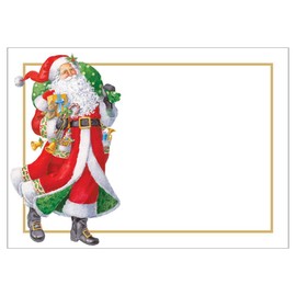 Caspari Woodland Santa Self-Adhesive Labels - 60 Count