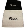 Bum and Face Embroidered Face Cloths (Grey & White)