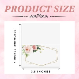 SULIUDAJI Pack of 50 Place Cards Table Lettering Place Cards for Wedding Birthday Communion Christening Confirmation Graduation Paper Cards Pink Flowers Gold Party Decoration Gifts