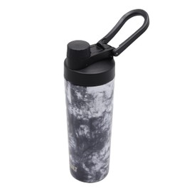 BUILT 24 Ounces Wide Mouth Dualid Double Wall Vacuum Insulated Stainless Steel Bottle with Straw Lid and Chug Lid, Black and White Nightfall Tie Dye