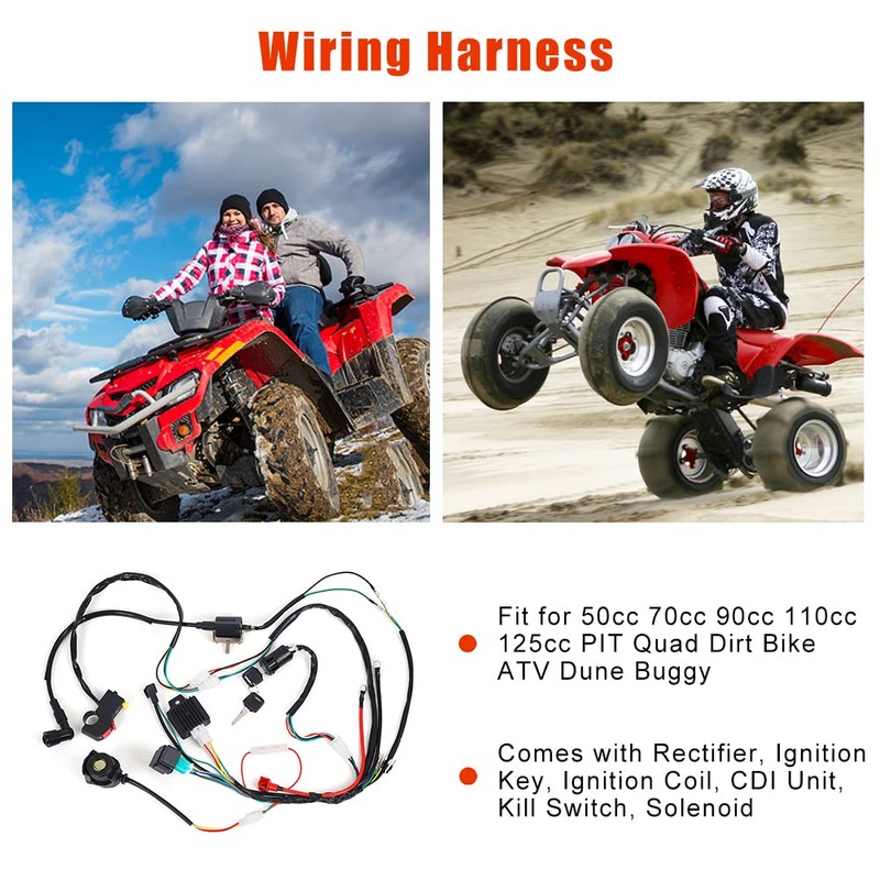 DEBBD Loom Cable Harness Solenoid CDI Quad Dirt Bike ATV