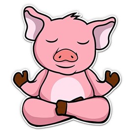 Yoga Pig Namaste Funny Stickers - 2 Pack of 3" Stickers - Waterproof Vinyl for Car, Phone, Water Bottle, Laptop - Pig Decals (2-Pack)
