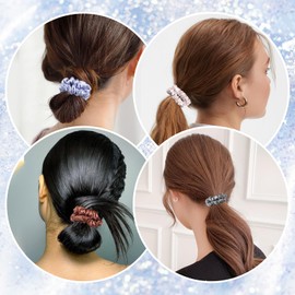 Nogeqi 5 Pcs Large Silk Hair Scrunchies,Satin Hair Tie No Damage,Elastic Ponytail Holders for Women Curly Thin Hair