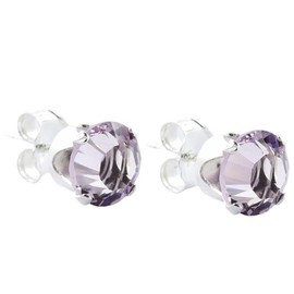 pewterhooter Sterling Silver Sparkling Light Amethyst Crystal Stud Earrings for Women