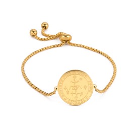 EUEAVAN Seal of 7th Archangel Michael Bracelet for Women Seal of The Seven Archangels Talisman Saint Michael Stainless Steel Amulet Pagan Jewelry (archangel gold)