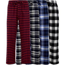Andrew Scott Men's 4 Pack Cotton Flannel Pajama Sleep Pant | Drawstring Lounge Pants