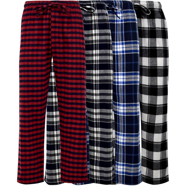 Andrew Scott Men's 4 Pack Cotton Flannel Pajama Sleep Pant