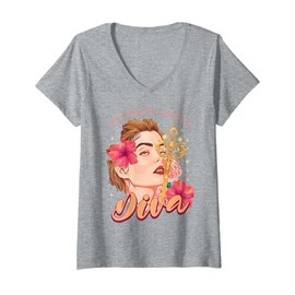 Womens Funny Dermatology Dermaplaning Diva Skincare Dermatologist V-Neck T-Shirt