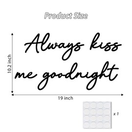 Chordwave Always Kiss Me Goodnight Wall Sign Metal Wall decor Love Theme Wall decor Wall Hanging Sculptures for Bedroom Living Rooms, Black, 19" x 10.2"
