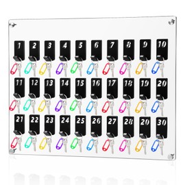 Beeveer Acrylic Key Rack with 30 No. Hooks Tags Wall Mount Key Hooks Board Holder Hanger Storage for Real Estate Offices Rentals Car Dealer Valet Parking Small Businesses