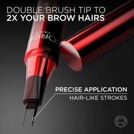 L'Oreal Paris Faux Brow, Hair-Like, Filling Eyebrow Pen with Double-Brush Tip, Fast & Precise Eyebrow Makeup, Soft Black, 0.04 Fl Oz
