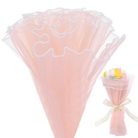 M METERXITY 1 -Pack Pearl Edge Flower Wrapping Paper,142 Inch x 11 Inch Flower Bouquet Wrapping Mesh Paper for Packaging Fresh Flower/Wedding/Valentine's Day[Pearl Champagne]