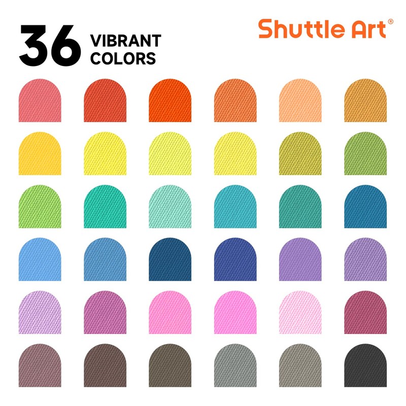 Shuttle Art Fabric Pens, Set of 36 Colors, Fabric Markers,
