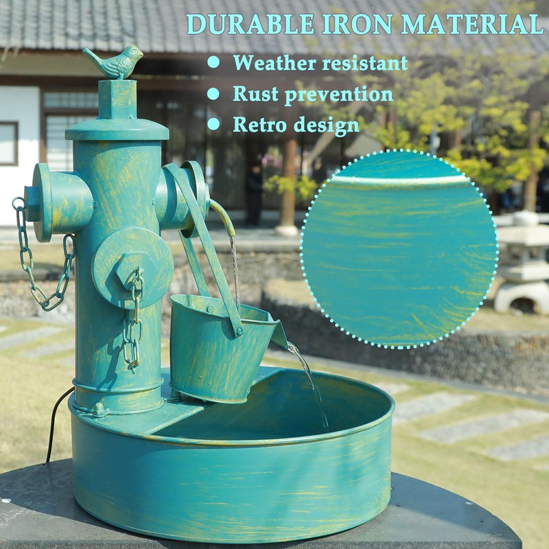 Metal Solar Bird Bath Fountain with Backup Battery, Solar Water