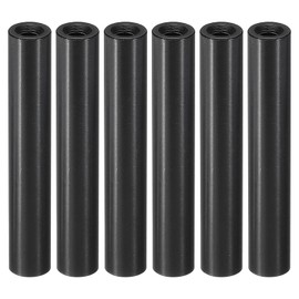 PATIKIL 6pcs M3 Metal Threaded Standoff Spacer Nuts, Round Aluminum Spacers Female Coupling Screws, 1/8" ID x 1/4" OD, Black 3x6x37mm