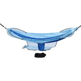 Camping Hammock with Net Lightweight Portable Tree Hammock with Storage Bag and Carabiners for Outdoor Backpacking Backyard Hiking Royal Blue and Light Blue