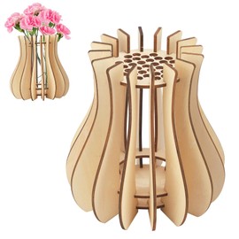 BOXOB Holzpuzzle-Blumenvase, Kreativer Präsentationsständer für Rosen Sonnenblumen Narzissen Lotusblumen Tulpen und Blumensträuße Bauset für Blumenliebhaber (Stil B, Holzfarbe)