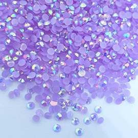 MajorCrafts 3000pcs 3mm ss12 Jelly AB Flat Back Round 14 Facets Resin Rhinestones Arts and Crafts Embellishment Gems (Lilac Purple AB C66)