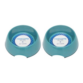 Country Living Set of 2 Large Bamboo Dog Bowls - Environmentally Conscious Teal Design, Non-Toxic, Safe Feeding Dish for Pets, Stylish & Durable, 32oz Capacity