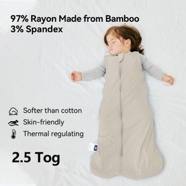 Rayon Made from Bamboo Sleep Sack 0-6 Months 2.5 Tog Ultra Soft Baby Wearable Blanket 0-3 Months Sleeping Sack 3-6 Months for Infant Newborn Babies Unisex Girl Boy 2-Way Zipper Breathable Lightweight