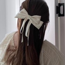 Hair Bows for Women Beige Bow Hair Clips for Girls Ribbon Bowknot Hair Clip for Women Girls Big Bow Knot Hair Clips Barrettes for Thick Thin Hair Bow Clip