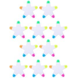 Cabilock 10pcs Star Coloured Highlighter Pen, Colorful Fluorescent Pens with 5 Colors, Marker Watercolor Highlighters Pen for Planner Note Taking yellow highlighters