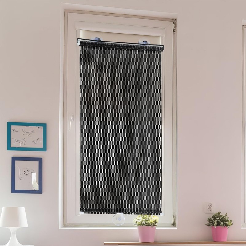Toyvian Suction Cup Blackout Shades, No Drill Window Cover 49.21x15.74in