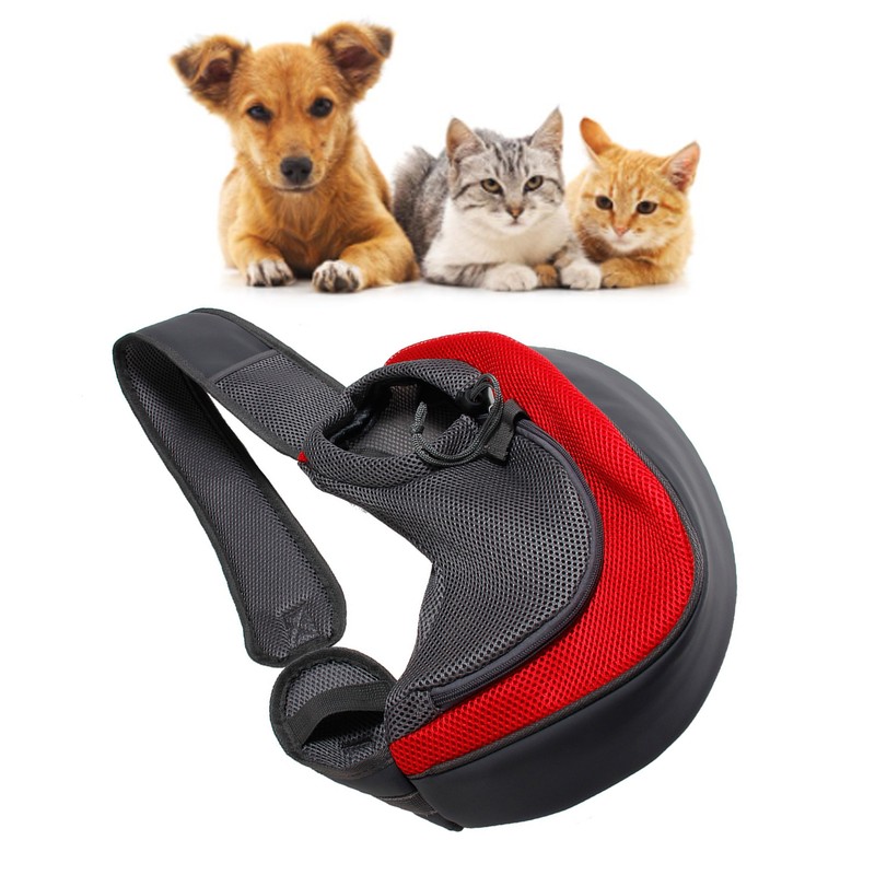 Pet Carrying Sling Breathable Large Zipper Opening Polyester Cat Puppy