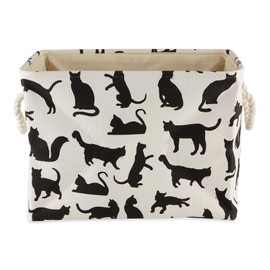 Bone Dry Pet Storage Collection Collapsible Bin with Soft Rope Handles, Large Rectangle, 17.5x12x15, Cats Meow Print