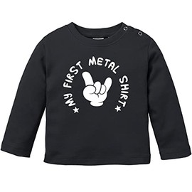 MoonWorks® Baby Long-Sleeved Baby Shirt My First Metal Shirt Hard Rock Heavy Metal Boys Girls Shirt, Metal Shirt 2 Black