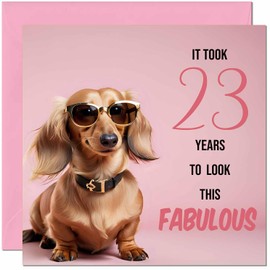 Funny 23rd Birthday Card for Women - Fabulous Dachshund - Funny Ladies Birthday Card for 23 Year old woman twenty three, twenty third Friend Girls Mum Sister Aunt Niece Daughter
