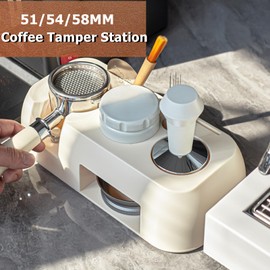 Gocoffun Espresso Tamper Station, Coffee Portafilter Holder, Coffee Tamping Station for 51/54/58mm Portafilters Tamper Espresso Accessories,Espresso Coffee Tool Organizer (White)