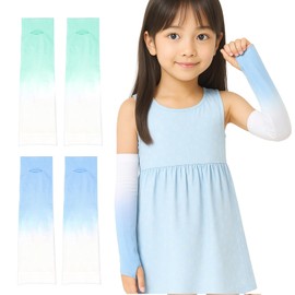 Miracic TN-GDAC-A Arm Cover, Set of 2, Gradient, UV Protection, Fingerless, For Summer, For Children, Long Length, Sun Protection, Cute, UV Protection, For School