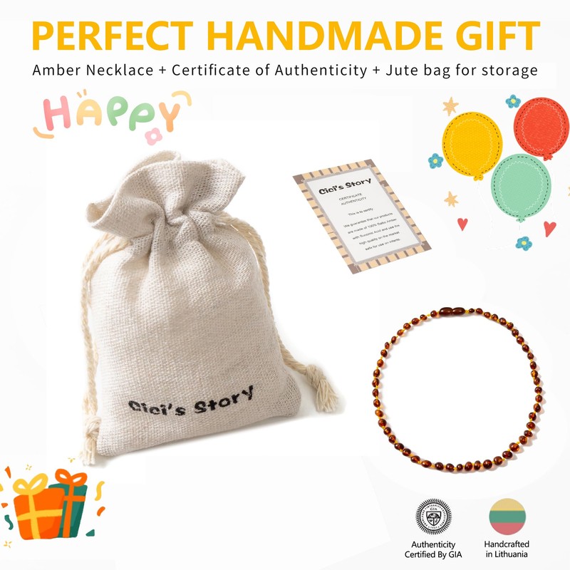 Amber Necklace (33cm, Cognac)