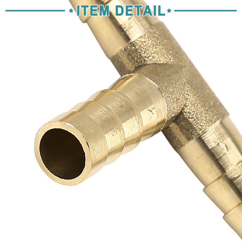 ACROPIX Barb Hose Fittings 8mm Universal T Shape Brass Gold