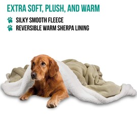 PetAmi Dog Blanket, Sherpa Dog Blanket | Plush, Reversible, Warm Pet Blanket for Dog Bed, Couch, Sofa, Car (Taupe, 60x80 Inches)