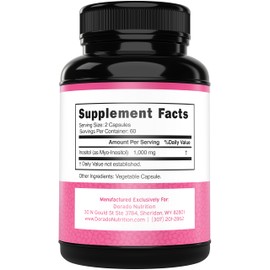 Myo Inositol Capsules (120 Capsules, 1000mg Per Serving) Myo Inositol Supplement for Women Hormone Balance Support - Vegan Safe - Third Party Tested - Gluten Free & Made in USA (120 Count)