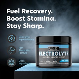 ETAFOR Electrolytes Powder - Electrolyte Drinks for Hydration, Vitality, Immunity and Endurance - Hydration Powder with Vitamins, Calcium, Magnesium, Manganese and Zinc - Hydrating Drinks 30 Servings