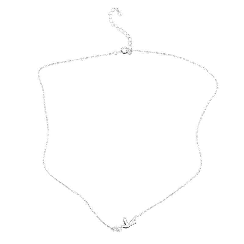 Silver Pendant Necklace Beautiful Elegant Adjustable Cute Dove Bird Pendant