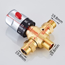 Thermostatic Mixing Valve, 3-Way Brass 19.8mm Pipe Basin Thermostatic Mixing Valve Control Water Temperature for Bathroom, Washroom, Kitchen Gold
