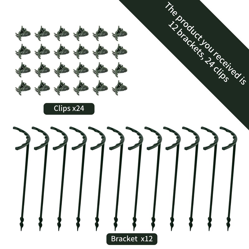 12 Pack Plant Support Stakes with 24 Pcs Clips, Half