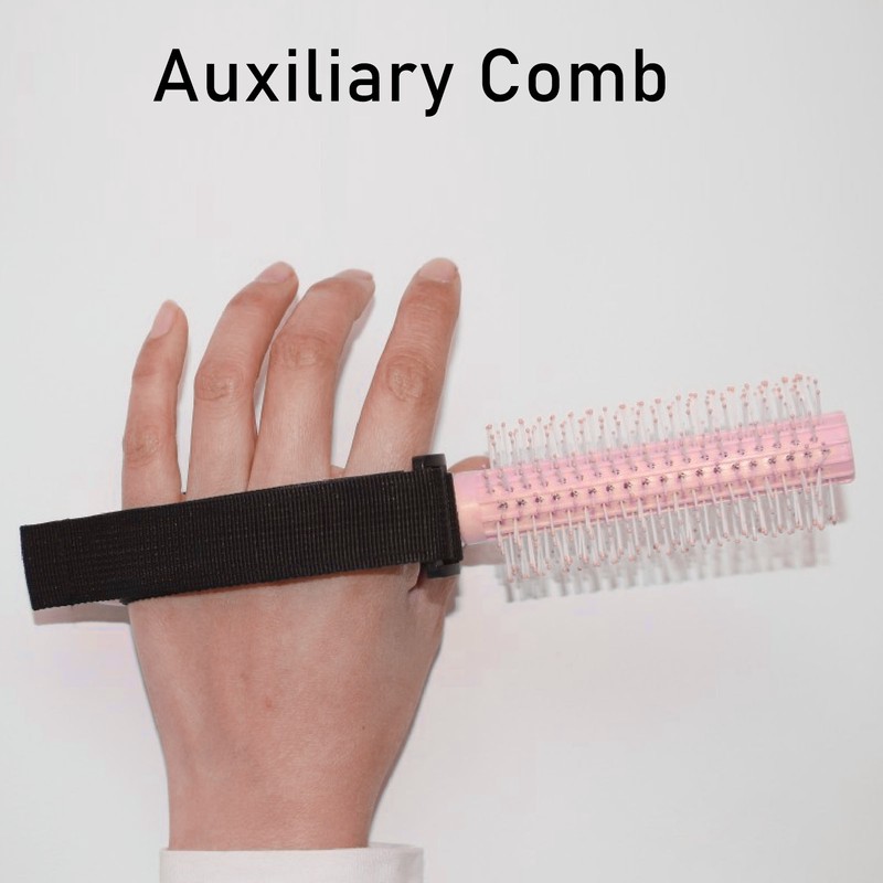 Handicapped Auxiliary Comb Portable Plastic Handle Comb Hair Brush for