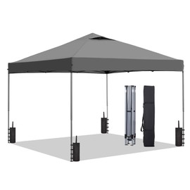 GDY 10x10 Pop Up Canopy Tent, Easy Set up Outdoor Silver Coated Beach Gazebos, Carpas for Pool, Events, Parties, and Camping, Grey.
