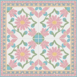 HOMETITUTE 10PCS 12x12 Inch Pink and Blue Floral Design Floor Tiles Peel and Stick Removable Self Adhesive DIY Vinyl Flooring Stickers for Kitchen Bathroom Living Room Entryway Home Decor