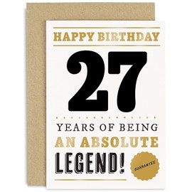 Old English Co. Funny 27th Birthday Card for Men Women - 27 Years Absolute Legend Greeting Card for Him Her | Humour Age Twenty-Seventh Birthday Card for Brother, Son, Sister - With Envelope