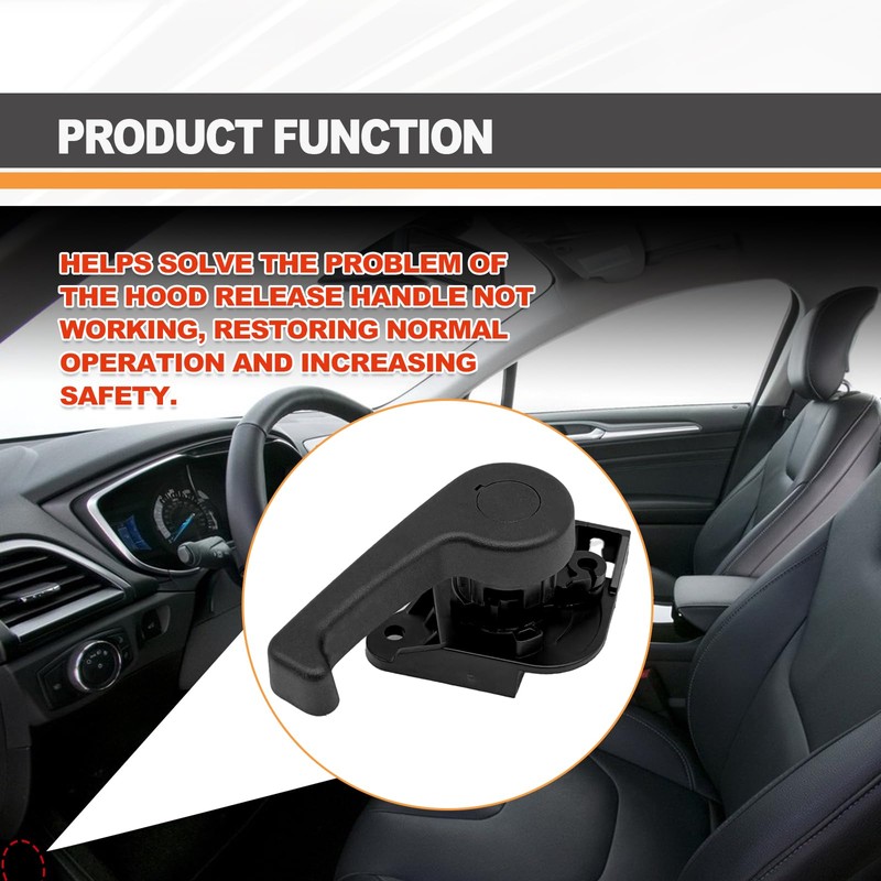 Hood Release Handle with Mounting Bracket, Compatible with 2013-2020 Ford