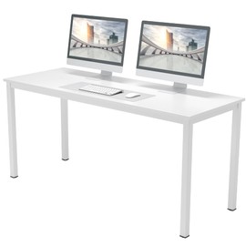 soges 63 inches Large Size Table Computer Desk Home Office Table Writing Desk Study Table Computer Workstations PC Desk Gaming Desk Modern Simple Style,White